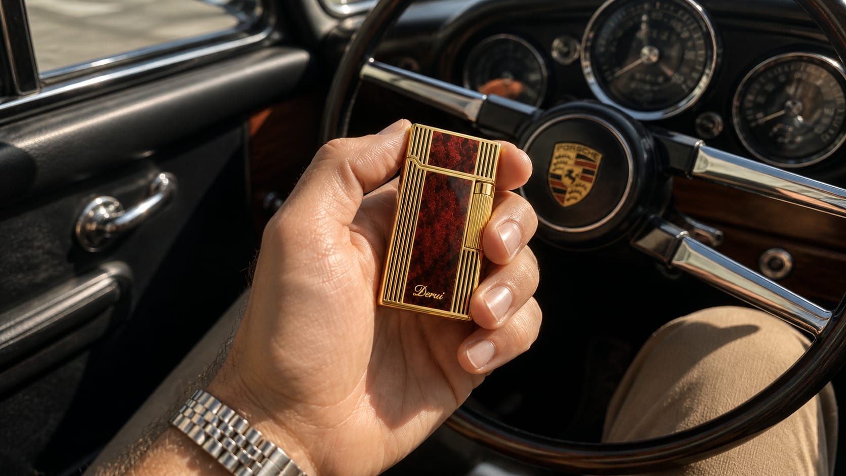 Derui lighter in Porsche